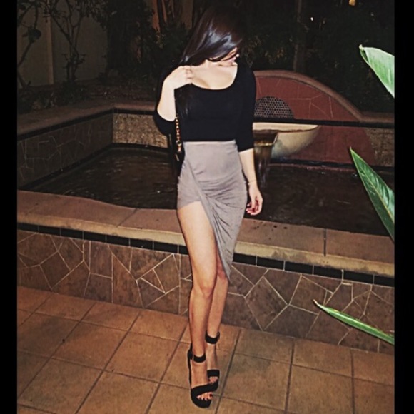 SOLD Sexy Navy Blue AND black Asymmetrical Skirt