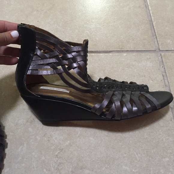 Silver and black Cynthia Vincent gladiator sandals