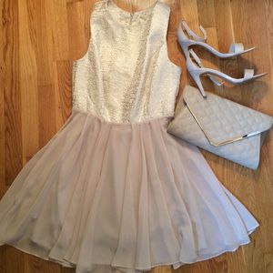 Beige, cream, gold dress