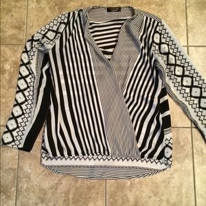 Black and white blouse.