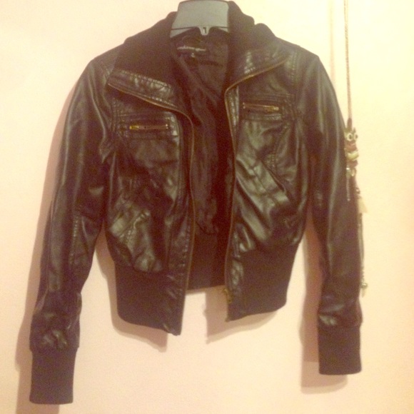 Faux Leather Bomber