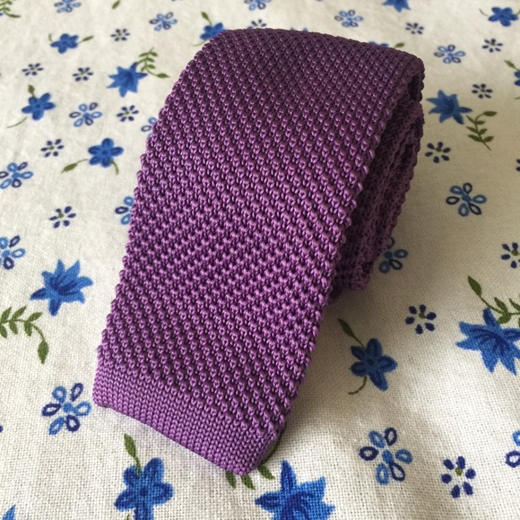 Skinny knit tie- Purple