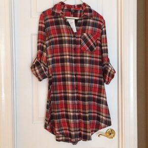 Plaid tunic shirt.