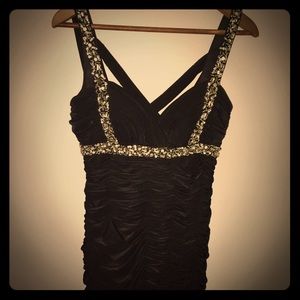 Betsy & Adam Black Jeweled💎 Body Con Dress