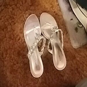 silver heels with embellishments