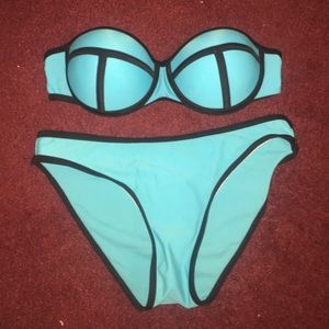 triangle bright blue dup s top and small bottoms