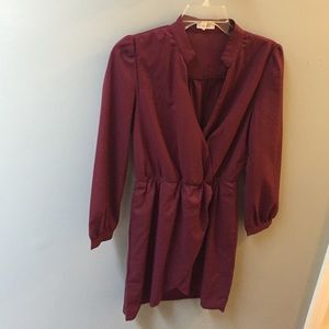 Maroon low cut wrap dress from Tobi