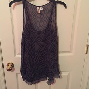 Tribal print see through tank top