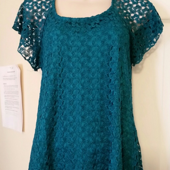 Turquoise Blue Lace Top