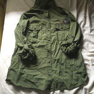 Button down army green shirt