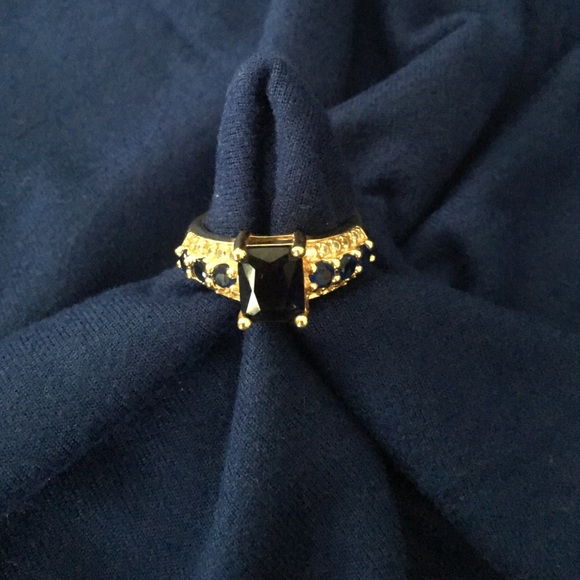 BlueSapphire 14k yellowGold plate Ring