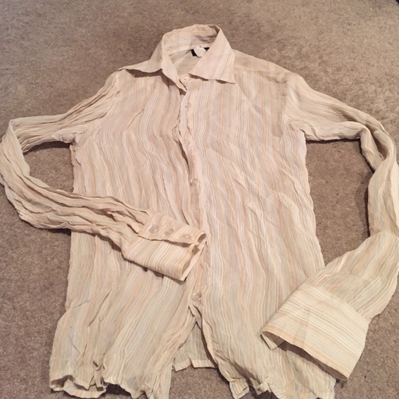 Button down see through wrinkled material look