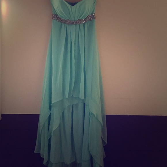 👗💕Aqua Colored High Low Dress - Picture 1 of 4