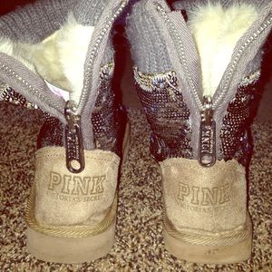 VS FURRY SEQUIN BOOTS!!