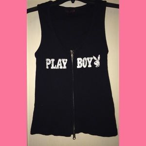 Playboy zip up ribbed tank top.