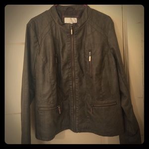 Dark gray women's motorcycle jacket