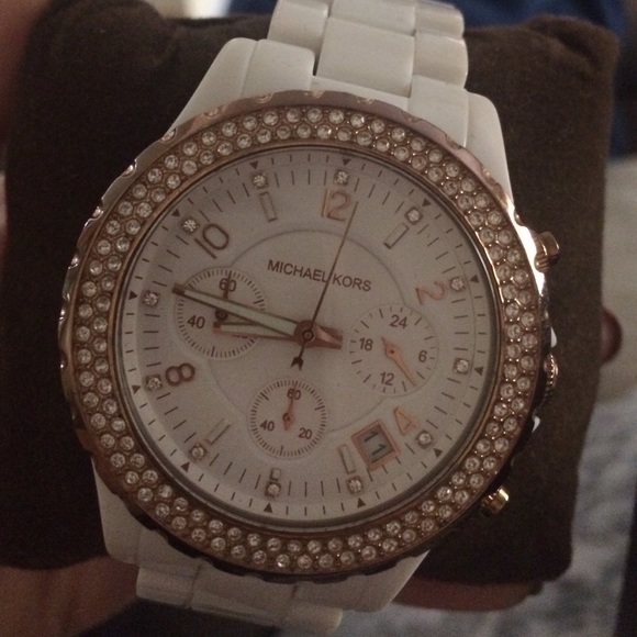 Michael Jordan white watch with rose gold details
