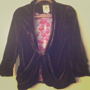 Anthropologie by elevenses brown velvet blazer