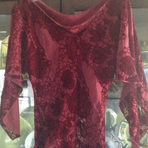 Beautiful Wine color Velvet burnout top