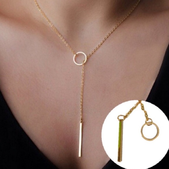 Shining Story Fashions Jewelry - Last One NWT 14K Gold Plated Circle & Bar Necklace
