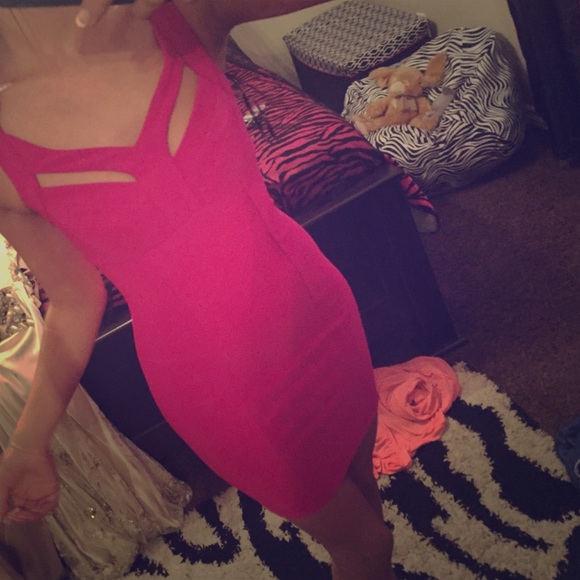 Hot pink bodycon dress