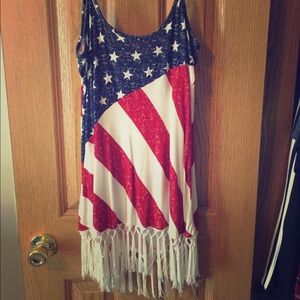 American flag fringe tanktop