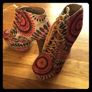 Multicolored ankle boots