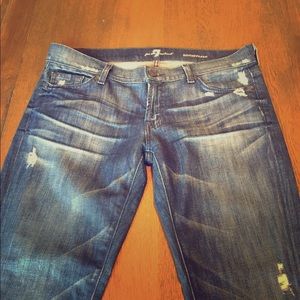 7 for all Mankind distressed straight leg jeans