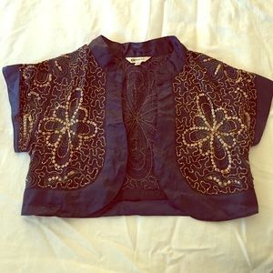 STUNNING shrunken jacket with gold beading