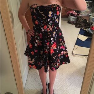 Express Floral Black strapless dress!