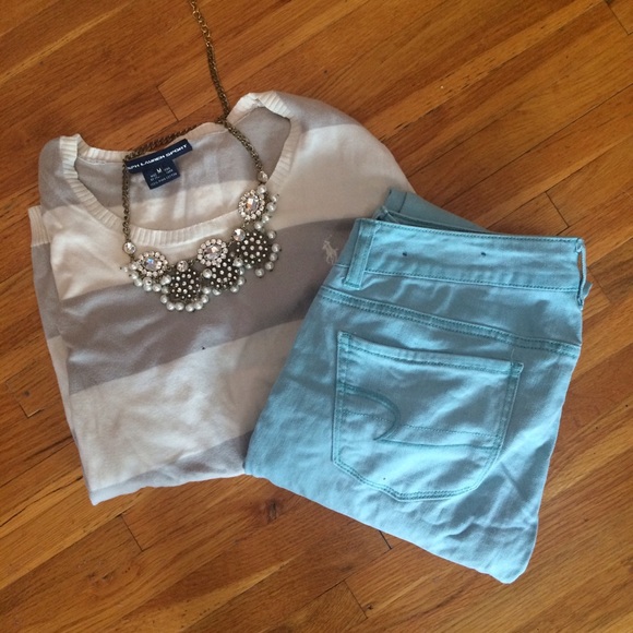 American Eagle Outfitters Denim - American Eagle Teal/Mint Skinny jeans Sz. 6