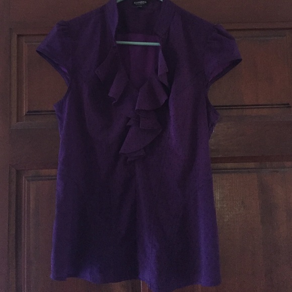 Express ruffle neck short sleeved blouse