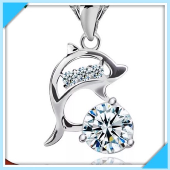 🐬EXQUISITE 925 SS DOLPHIN /LG SWAROVSKI CRYSTAL - Picture 3 of 3
