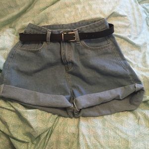 High waisted jean shorts