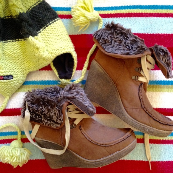Mossimo Supply Co. Shoes - Faux fur wedge booties