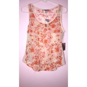 F21 Contemporary woven/slvls cream/coral/pink sz M