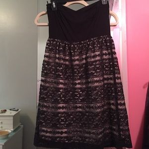 Black strapless lace dress