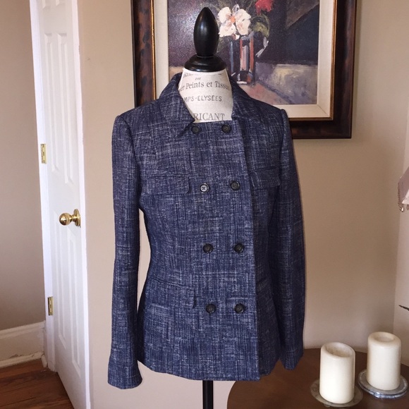 Double breasted blazer, contrast lined sleeves 10T