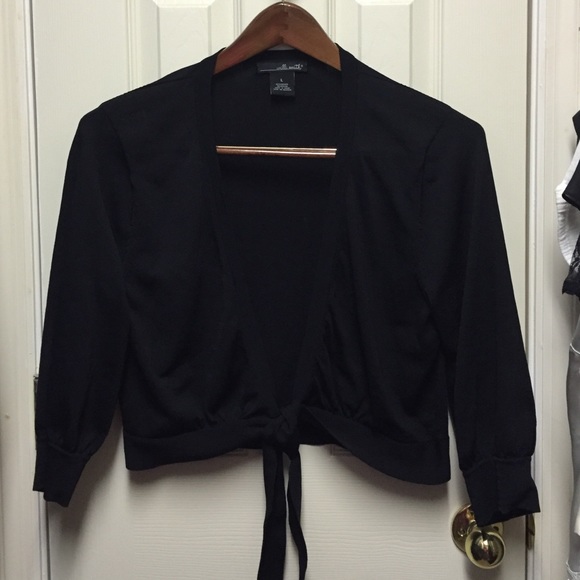 Willi Smith Black Front Tie Cardigan