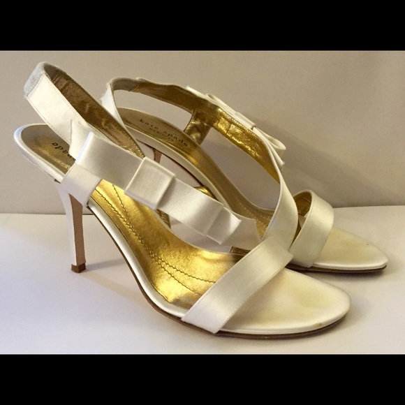 Kate Spade White Satin Slingbacks