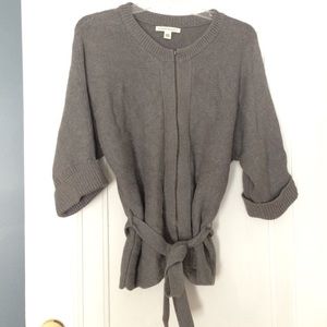 Gray belted Banana Republic sweater