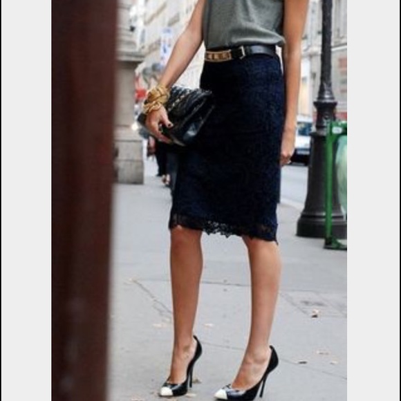 Black and nude lace skirt