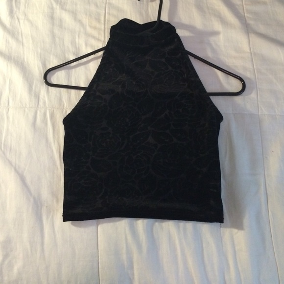 Black High Neck Crop Top