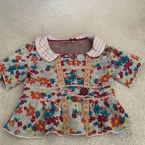 Flower print button-up shirt/sweater