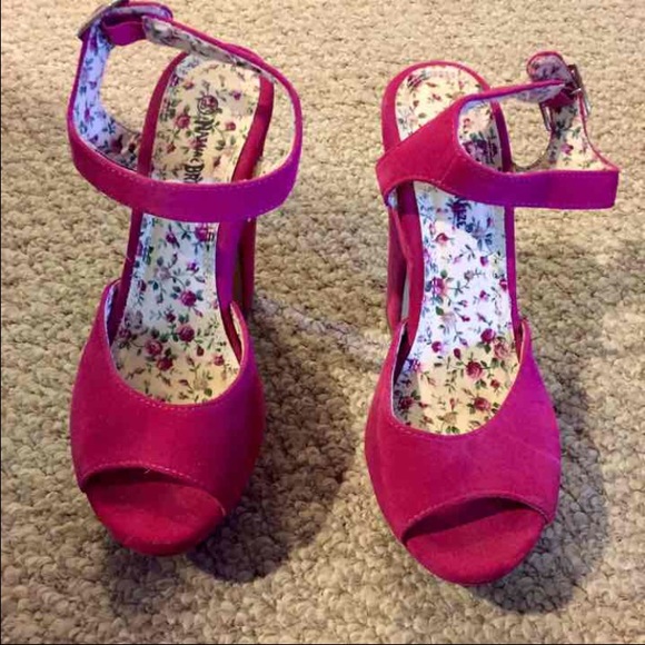 Pink suede heel