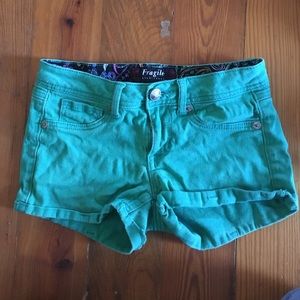 Aqua green mid high shorts
