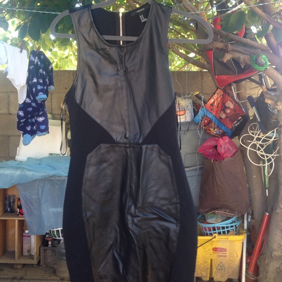 Faux leather black dress