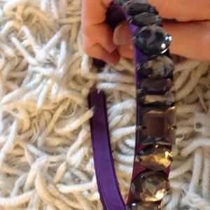 Purple Headband- Gray Jewels