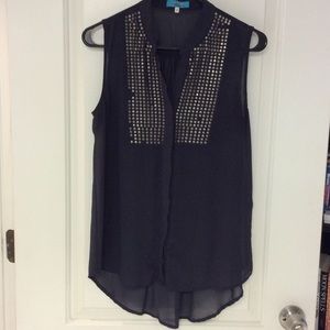 Dark blue cut iff with studded details