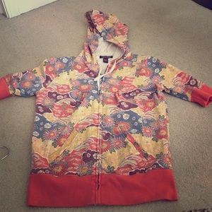 LUCKY BRAND 3/4 sleeve zip-up hoodie